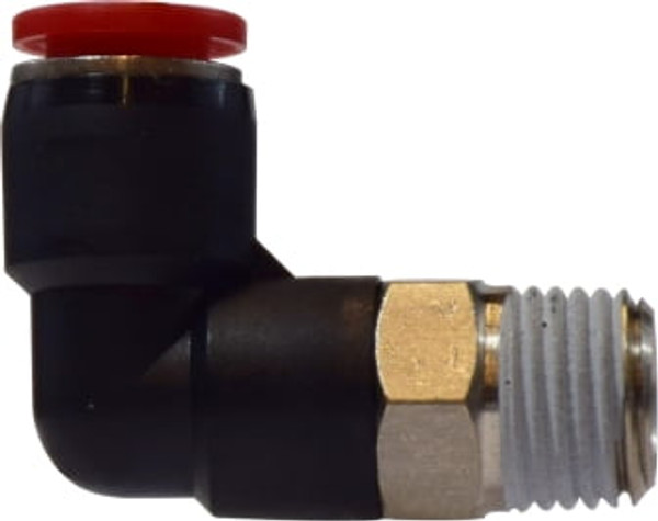 Midland Metal 20856 90 deg Swivel Elbow, 4 mm Push-In x 1/8 in Male BSPT, Composite, Nickel-Plated