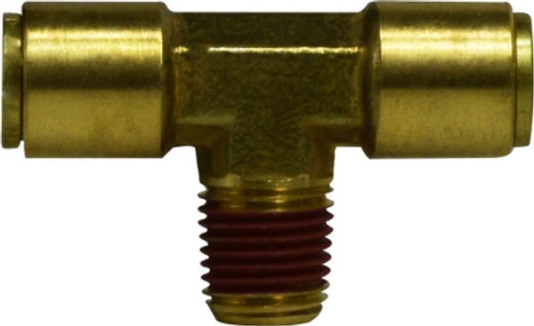 Midland Metal 720806 Branch Tee, 1/2 in Push-In x 3/8 in MIP x 1/2 in Push-In, Brass