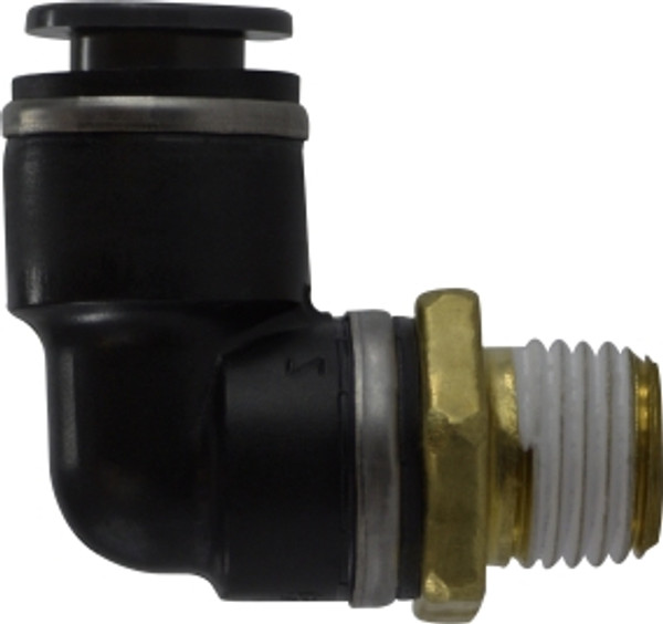 Midland Metal 691008SC 90 deg Elbow, 5/8 in Push-In x 1/2 in MIP, Composite