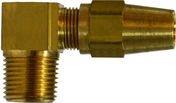 Midland Metal 38235 90 deg Elbow, 1/4 in Tube OD x 1/8 in Male NPTF, Brass