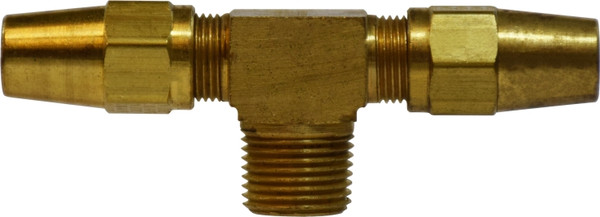 Midland Metal 38278 Branch Tee, 3/8 in Tube OD x 3/8 in Male NPTF x 1/4 in Male NPTF, Brass