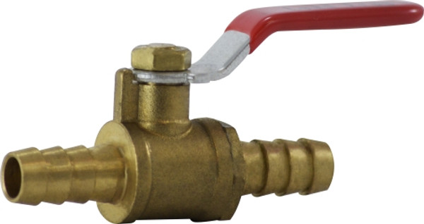 Midland Metal 944142LF Mini Ball Valve, 1/4 in Nominal, Hose Barbed x Hose Barbed, 200 psi WOG Pressure