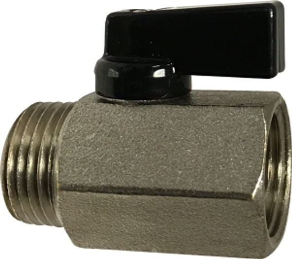 Midland Metal 46933 Mini Ball Valve, 1/2 in Nominal, MNPT x FNPT, 450 psi Pressure, 32 to 176 deg F