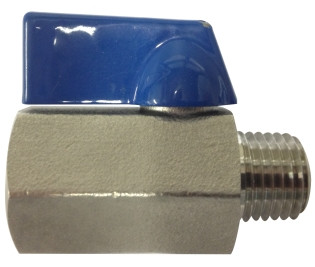 Midland Metal 46933SS Mini Ball Valve, 1/2 in Nominal, MIP x FIP, 400 psi Pressure, -10 to 150 deg C