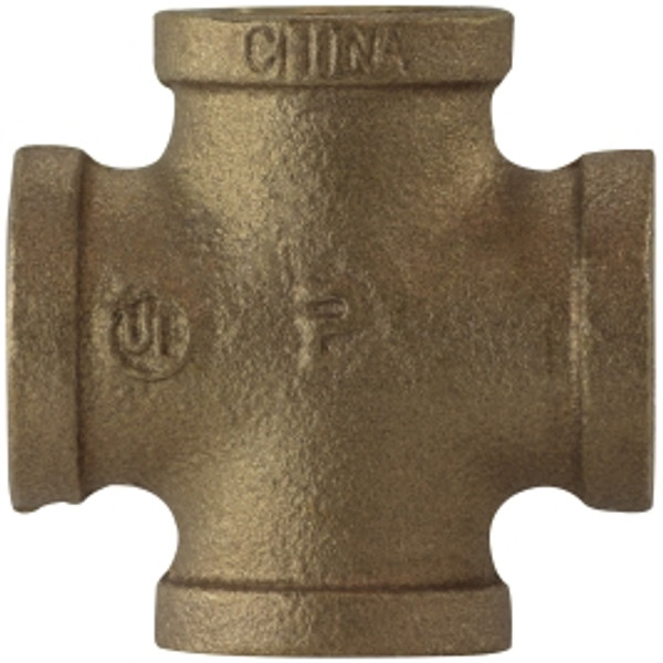 Midland Metal 44395 Pipe Cross, 1 in FPT x 1 in FPT x 1 in FPT x 1 in FPT, Bronze