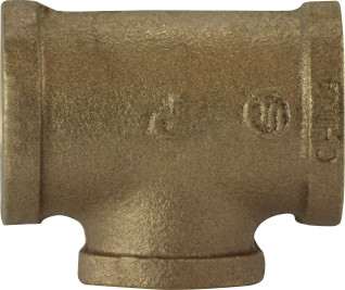 Midland Metal 44286 Branch Reducing Tee, 3/4 in FPT x 3/4 in FPT x 1/2 in FPT, Bronze