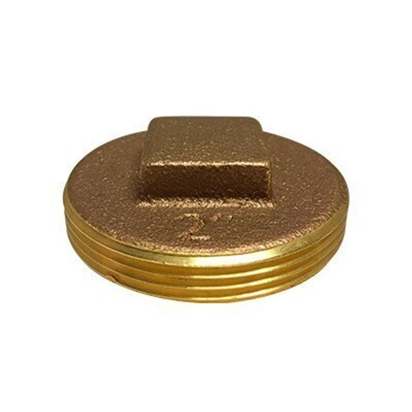 Midland Metal 970305 Raised Head Cleanout Plug, 4 in MPT, Brass