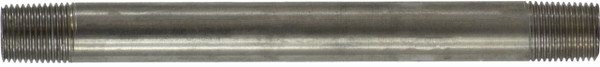Midland Metal 48015 Welded Pipe Nipple, 1/8 in MPT x 1/8 in MPT, 10 in L, Stainless Steel, SCH 40 Schedule