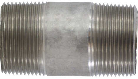Midland Metal 49123 Welded Pipe Nipple, 1-1/4 in MPT x 1-1/4 in MPT, 3 in L, Stainless Steel, SCH 40 Schedule