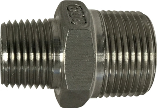 #316 Reducing hex nipple 3/4 X 1/4 316 S.S. HEX NIPPLE - 63747