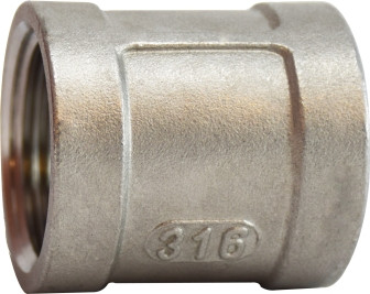 Midland Metal 63416 Banded Coupling, 1-1/4 in FPT x 1-1/4 in FPT, Stainless Steel, 150 lb