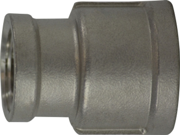 Midland Metal 63430 Reducing Coupling, 1/4 in FPT x 1/8 in FPT, Stainless Steel, 150 lb