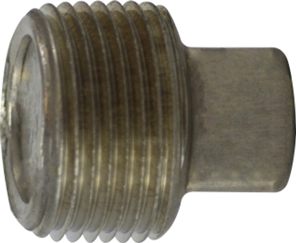 Midland Metal 63683 Solid Hex Head Plug, 1/2 in MPT, Stainless Steel, 150 lb