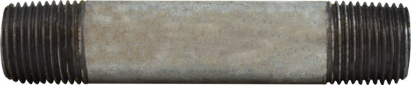 Midland Metal 56066 Welded Pipe Nipple, 1/2 in MPT x 1/2 in MPT, 4 in L, Steel, Galvanized, SCH 40 Schedule