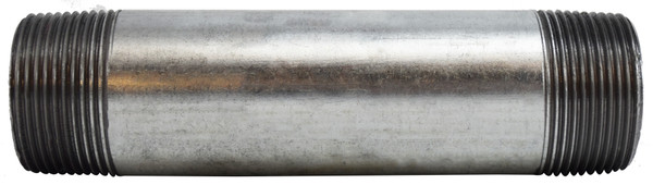Midland Metal 56134 Welded Pipe Nipple, 1-1/4 in MPT x 1-1/4 in MPT, 11 in L, Steel, Galvanized, SCH 40 Schedule