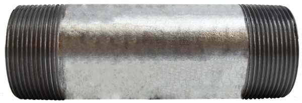 Midland Metal 56183 Welded Pipe Nipple, 2-1/2 in MPT x 2-1/2 in MPT, 4 in L, Steel, Galvanized, SCH 40 Schedule