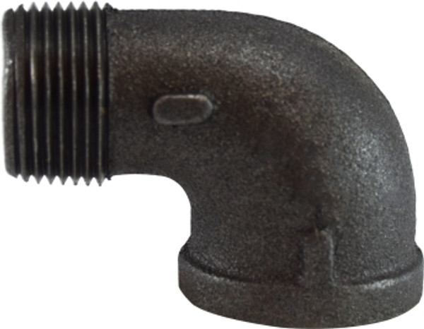 Midland Metal 65163 90 deg Street Elbow, 1/2 in MPT x 1/2 in FPT, Iron, Black, 150 lb