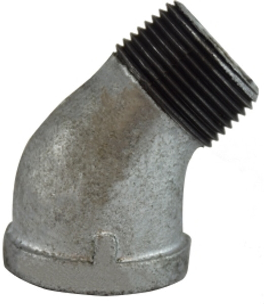 Midland Metal 64211 45 deg Street Elbow, 4 in MPT x 4 in FPT, Iron, Galvanized, 150 lb