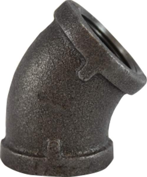 Midland Metal 65181 45 deg Elbow, 1/4 in FPT x 1/4 in FPT, Iron, Black, 150 lb