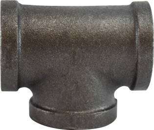 Midland Metal 65257 Pipe Tee, 1-1/2 in FPT x 1-1/2 in FPT x 1-1/2 in FPT, Iron, Black, 150 lb