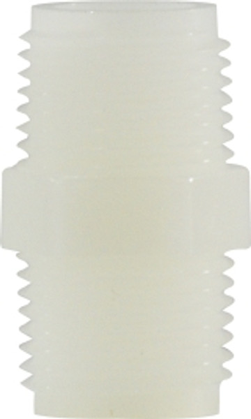 Midland Metal 28615W Hex Nipple, Plastic Pipe Fittings, 3/4 White Nylon Hex Nipple, Plastic Fittings
