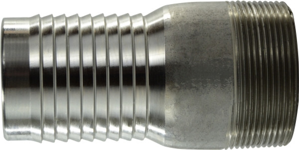Midland Metal 973707 Combination King Nipple, 3 in Hose Barbed x 3 in MPT, Stainless Steel