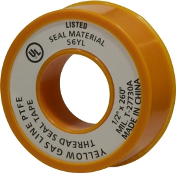 Midland Metal 982125 Gas Line Tape, 4 mil Thick, 1/2 in W, 260 in L, Yellow