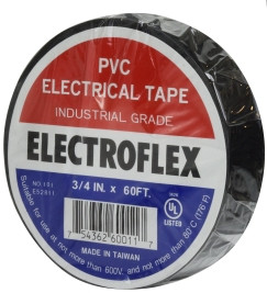 Midland Metal 982140 Electrical Tape, 3/4 in W, 60 ft L, Black, PVC Backing