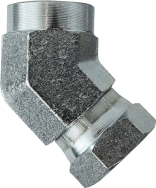 Midland Metal 150466 45 deg Swivel Adapter Elbow, 3/8 in FPT x 3/8 in FNPSM, Steel