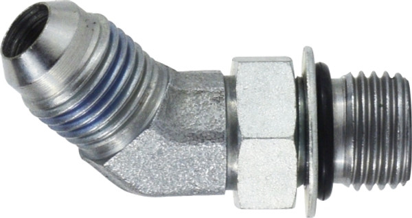 Midland Metal 6802NWO810 45 deg Elbow, 1/2 in MJIC x 5/8 in Male ORB, Steel