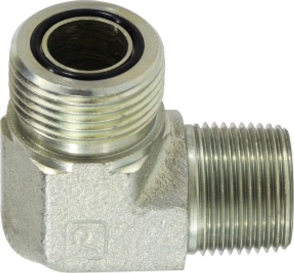 Midland Metal FS250188 90 deg Elbow, 1/2 in Male ORFS x 1/2 in MNPT, Steel
