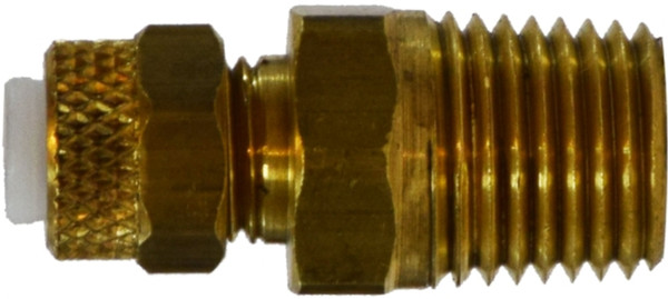 Midland Metal Poly-Flo 20270 Adapter, 1/4 in Tube OD x #10-32 MNPTF, Brass