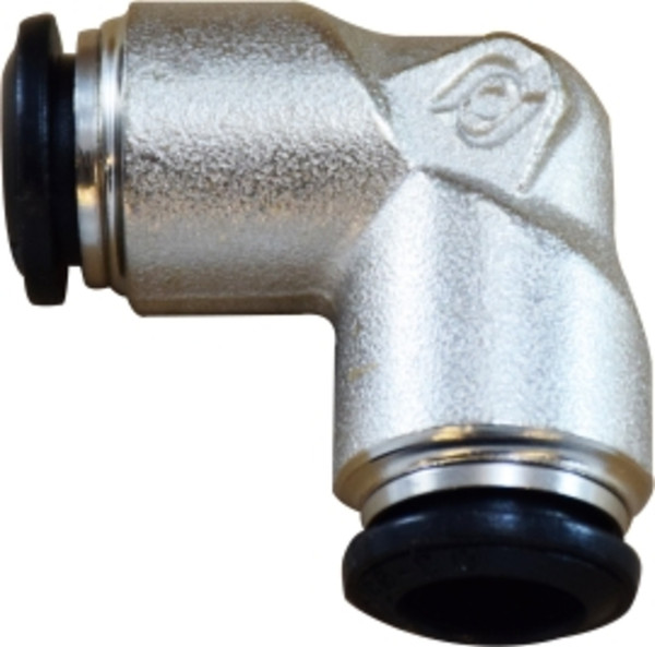 Midland Metal 20661N 90 deg Union Elbow, 8 mm Push-In x 8 mm Push-In, Brass, Nickel-Plated