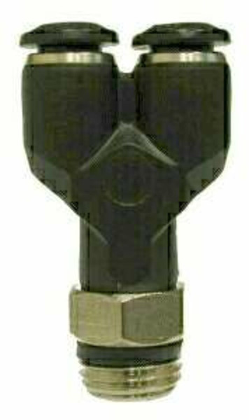 Midland Metal 20827 Universal Swivel Wye, 12 mm Push-In x 1/2 in MPT x 12 mm Push-In, Composite, Nickel-Plated