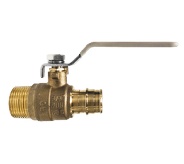 Midland Metal 945632LF Cold Expansion Ball Valve, 3/4 in Nominal, MNPT x PEX, 400 psi WOG Pressure
