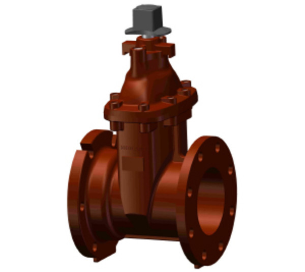 Midland Metal 9600FJ12 Resilient Seated Gate Valve, 12 in Nominal, Flanged x MJ, 300 psi Pressure