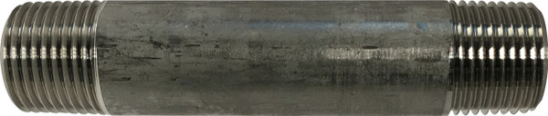 Midland Metal 48056 Welded Pipe Nipple, 3/8 in MPT x 3/8 in MPT, 12 in L, Stainless Steel, SCH 40 Schedule