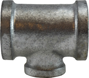 Midland Metal 64721 Reducing Tee, 1-1/2 in FPT x 1-1/2 in FPT x 1/2 in FPT, Iron, Galvanized, 150 lb