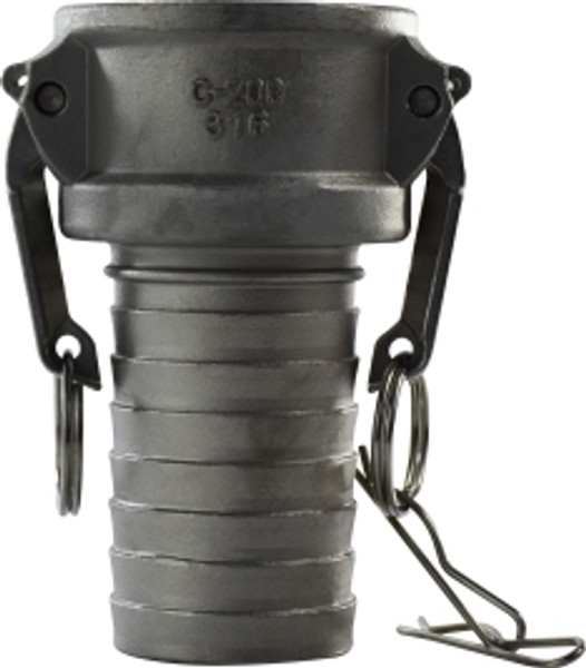 Buchanan Rubber CGC-100-SS1 Cam and Groove Coupler, 1 in Type C x 1 in Hose Shank, Stainless Steel