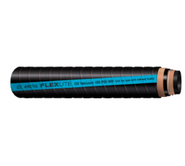 Buchanan Rubber OILVS-600 Oil Vacuum Smooth Hose, 100 ft L, 150 psi, Rubber Tube, Black with Blue Stripe