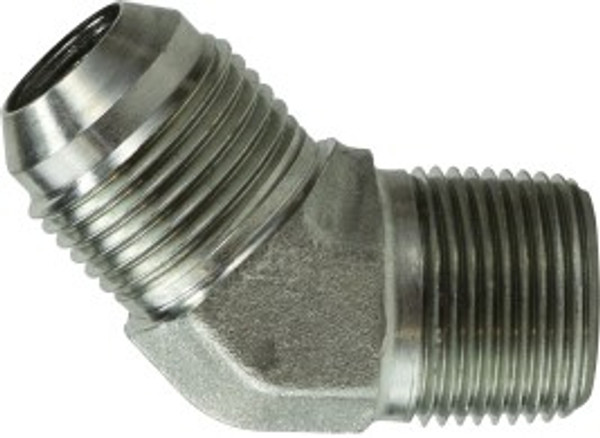Midland Metal 25031012 45 deg Straight Elbow, 5/8 in 37 deg JIC Male Flared x 3/4 in MPT, Steel