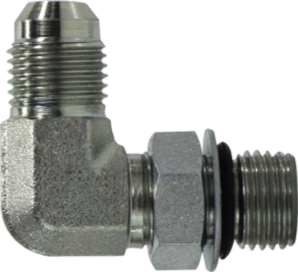 Midland Metal 6801NWO1612 90 deg Elbow, 1 in 37 deg JIC Male Flared x 3/4 in Male ORB, Steel