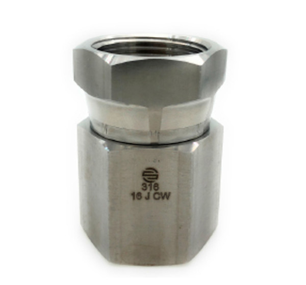Stainless Adapters SS1405-08-08 Swivel Adapter, 1/2 in FPT x 1/2 in FNPSM, Stainless Steel