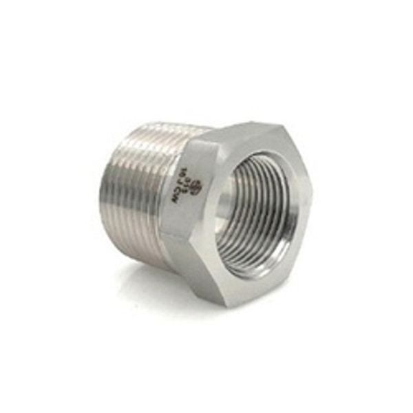 Stainless Adapters SS5406-08-06 Hex Reducer Bushing, 1/2 in MNPT x 3/8 in FNPT, Stainless Steel