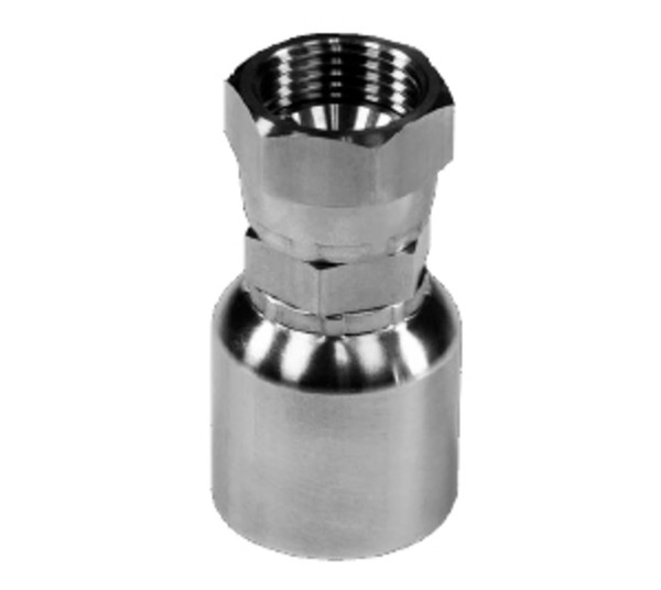 Stainless Adapters 43 Series SS43-04-04FJ Straight Swivel Adapter, 1/4 in Hose x 7/16 in Female JIC, Stainless Steel
