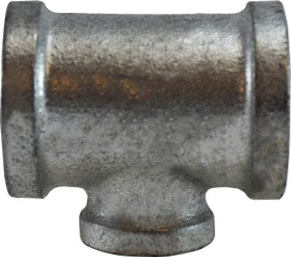 Midland Metal 64340 Reducing Tee, 2-1/2 in FPT x 2-1/2 in FPT x 1/2 in FPT, Iron, Galvanized, 150 lb
