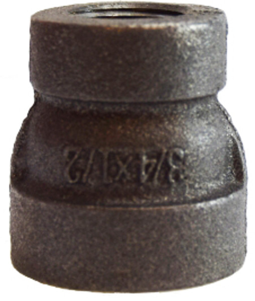 Midland Metal 68437 Reducing Coupling, 3/4 in FPT x 3/8 in FPT, Iron, Galvanized, XH Schedule, 300 lb