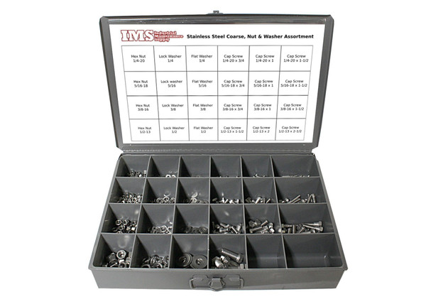 1250 Piece Grade 18-8 Stainless Steel Coarse Thread Assortment