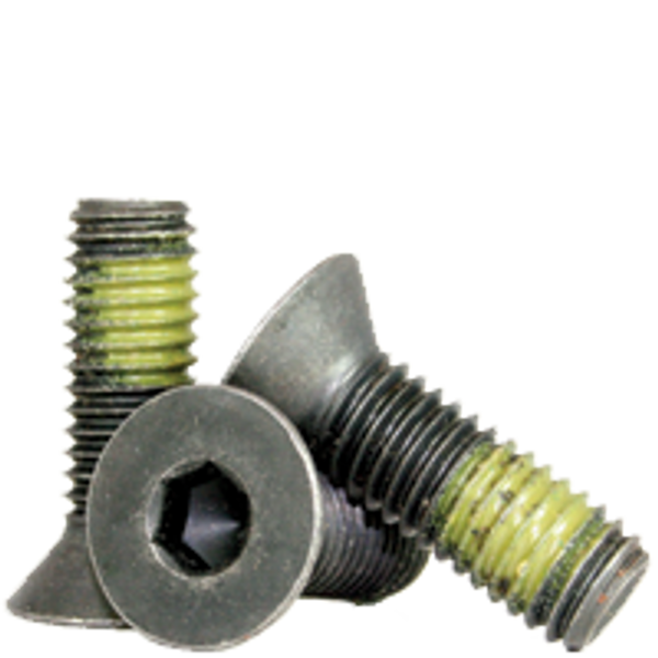 #10-32 x 1 1/2" Flat Head Socket Cap Screws, Thermal Black Oxide, Fine, Partially Threaded, Alloy Steel, Nylon-Patch, Qty 100