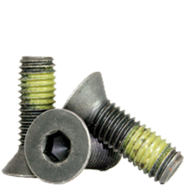 1/2"-13 x 1 1/4" Flat Head Socket Cap Screws, Thermal Black Oxide, Nylon-Patch, Coarse, Fully Threaded, Alloy Steel, Qty 100